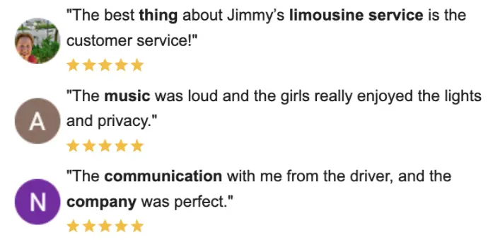 jimmys limousine transport service google reviews and testimonials